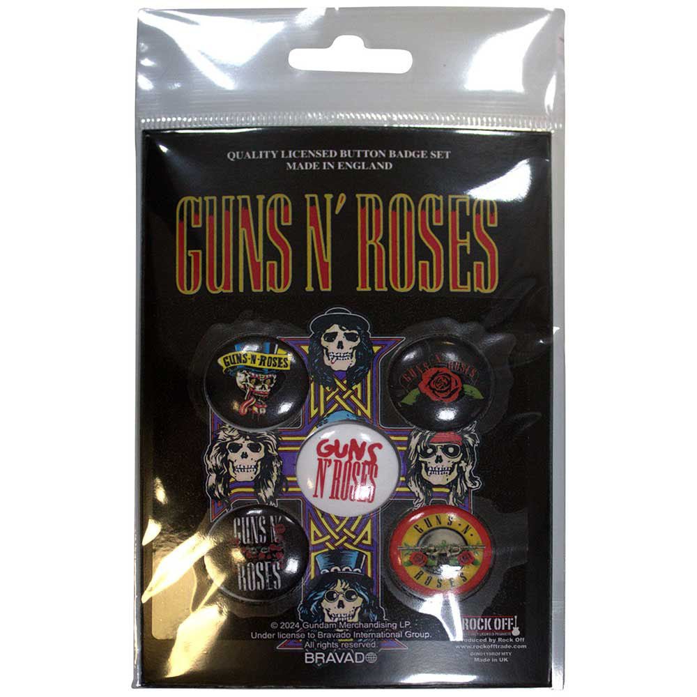 GUNS N ROSES ガンズアンドローゼズ (結成 40周年 ) - Bullet Logo / 5個セット / バッジ - PGS